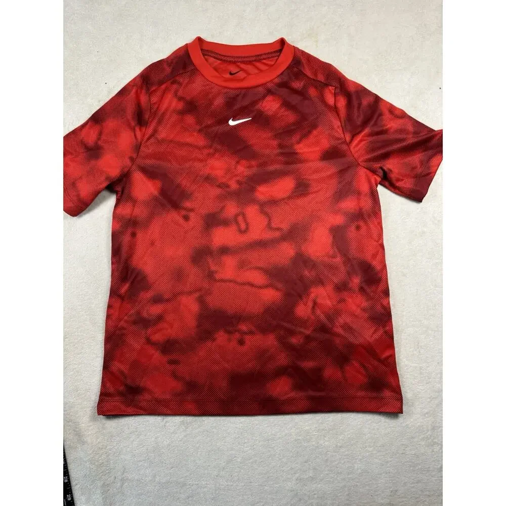 Nike Dri-FIT Boys Large Red Graphic Short Sleeve Athletic Shirt Swoosh